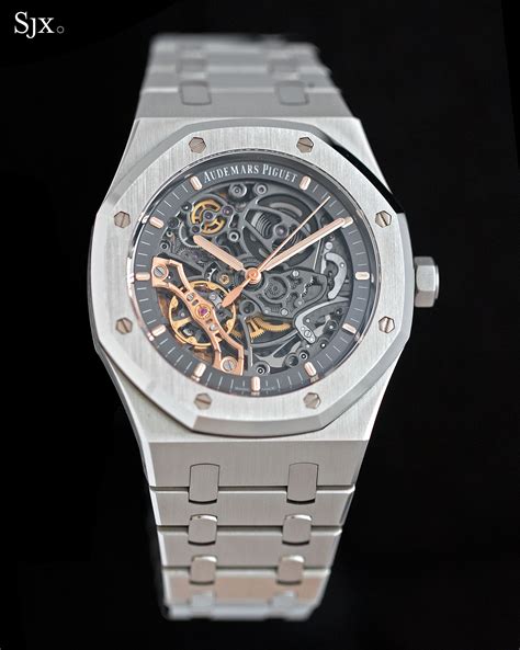 audemars piguet royal oak open worked skeleton.|audemars piguet skeleton stainless steel.